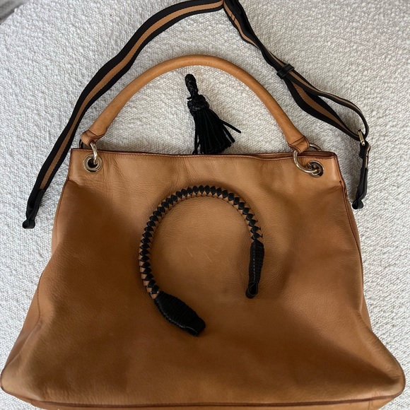 NEW Mark & Graham genuine soft leather tote cognac tan interchangeable handles - Picture 5 of 16